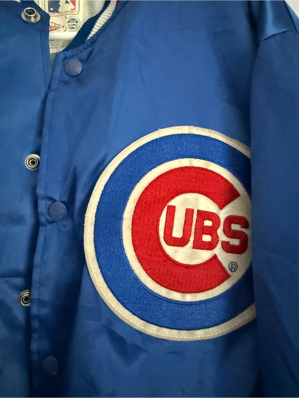 Vintage Chicago Cubs Satin Jacket Telco MLB Sz M - Picture 7 of 7